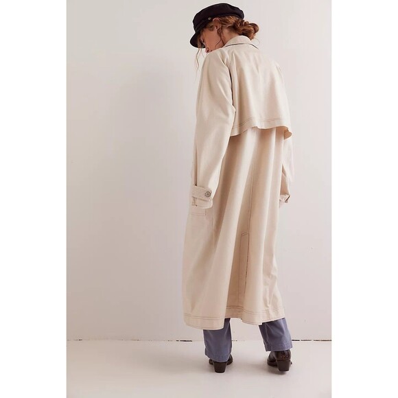 Free People We The Free Perry Military Duster Coat Jacket Top Cotton M 278612 - Picture 4 of 8